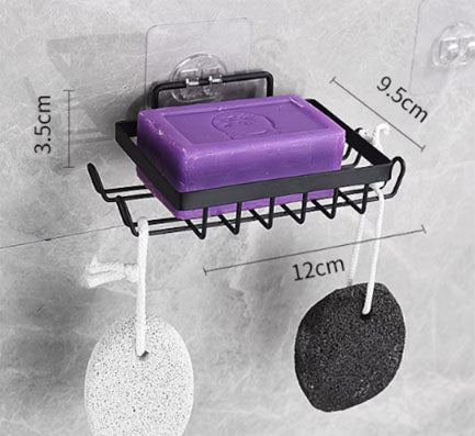 Set raft baie, cu carlige, suporturi pentru sapun, usor de instalat pe perete, fara gaurire, 4 piese