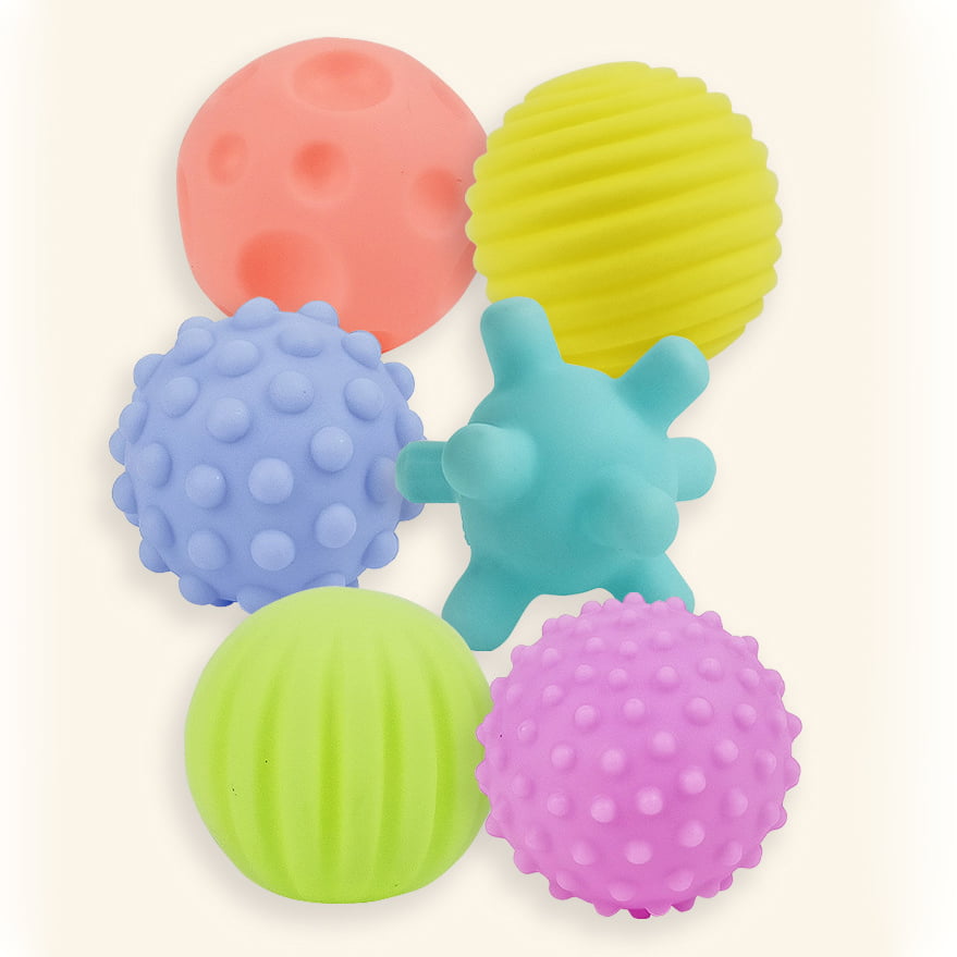 Mingi senzoriale, moi, pentru bebelusi, set 6 bucati, multicolore, 6cm