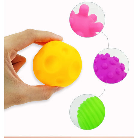 Mingi senzoriale, moi, pentru bebelusi, set 6 bucati, multicolore, 6cm