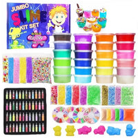 Set creativ slime cu 24 culori si 120 accesorii, sigure si non-toxice