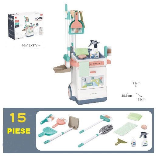 Set curatenie copii , cu matura si pamatuf , set 15 piese - BUZ.RO