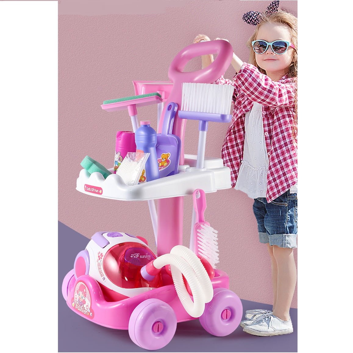 Set curatenie copii, educativ si interactiv, 12 piese, aspirator inclus, matura, faras, 51cmx29cmx27.5cm - BUZ.RO