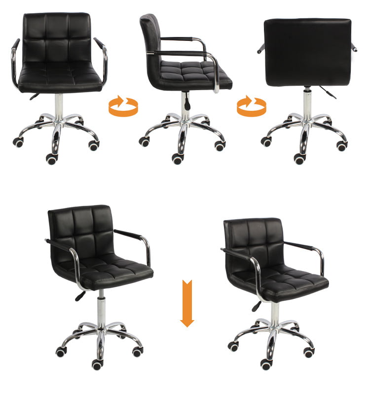 Set de 2 scaune birou, cu roti, inaltime reglabila intre 43 - 53 cm,103x42cm, negru - BUZ.RO