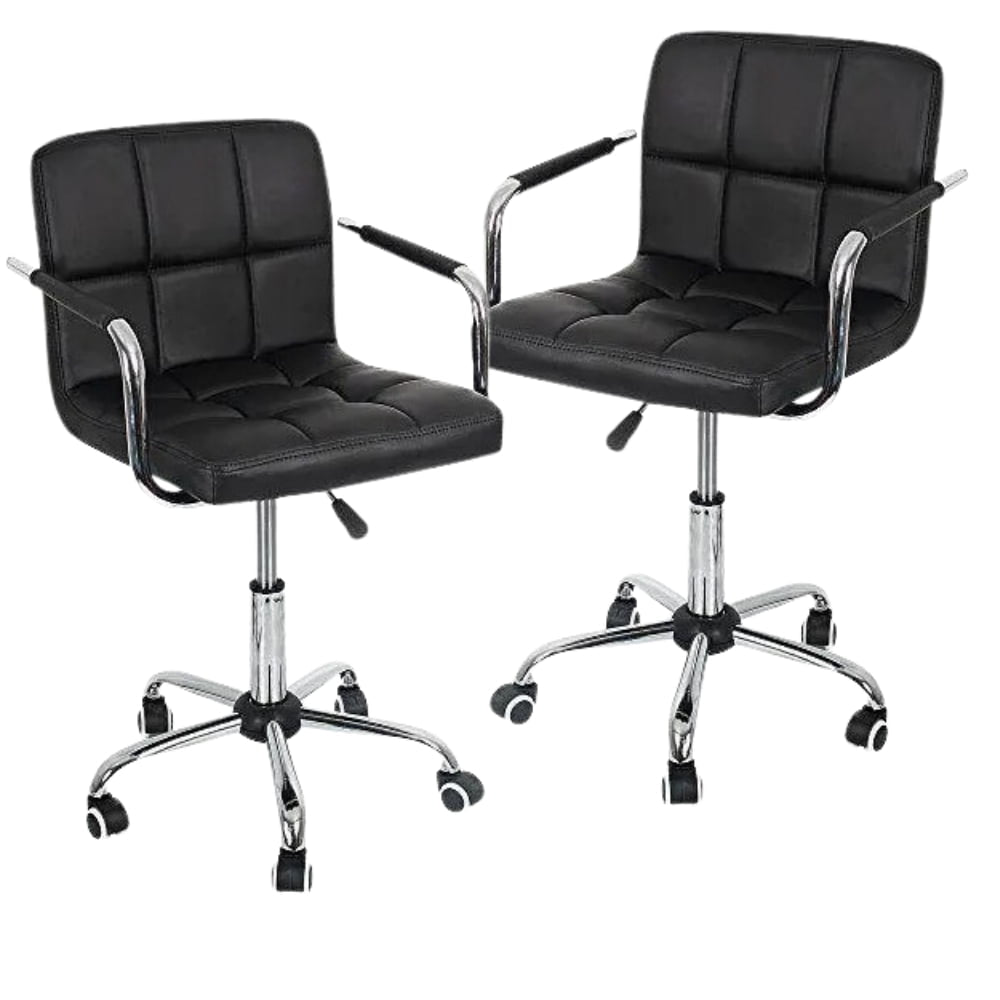 Set de 2 scaune birou, cu roti, inaltime reglabila intre 43 - 53 cm,103x42cm, negru - BUZ.RO