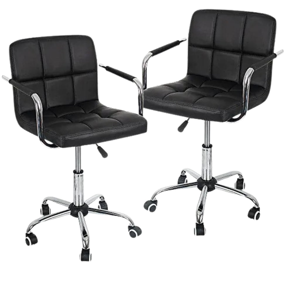 Set de 2 scaune birou, cu roti, inaltime reglabila intre 43-53 cm,103x42cm, negru