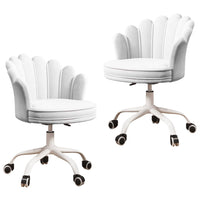 Set de 2 scaune de birou, modern, din catifea, elegant, ergonomic, rotativ, inaltime reglabila intre 37-47 cm, alb, buz