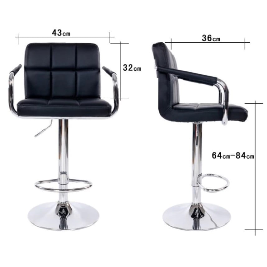Set de 2 scaune salon bar, inaltime reglabila intre 64-84 cm, dimensiuni 116 x 43cm, negru