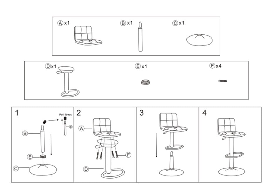 Set de 2 scaune salon bar, inaltime reglabila intre 64-84 cm, dimensiuni 116 x 43cm, negru