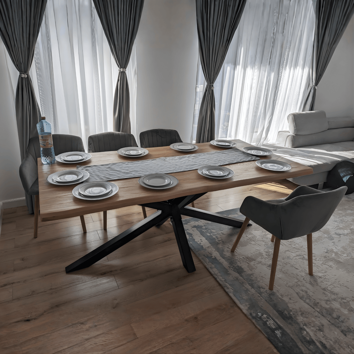 Set Dining | Masa Frasin Masiv | 200x100 cm | Confort Premium - BUZ.RO