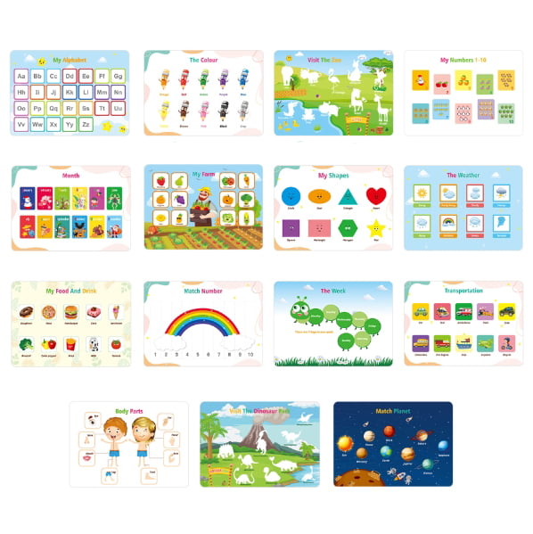 Set educativ Montessori, carte activitati prescolare, pentru copii, autocolante,  markere, 3 ani+