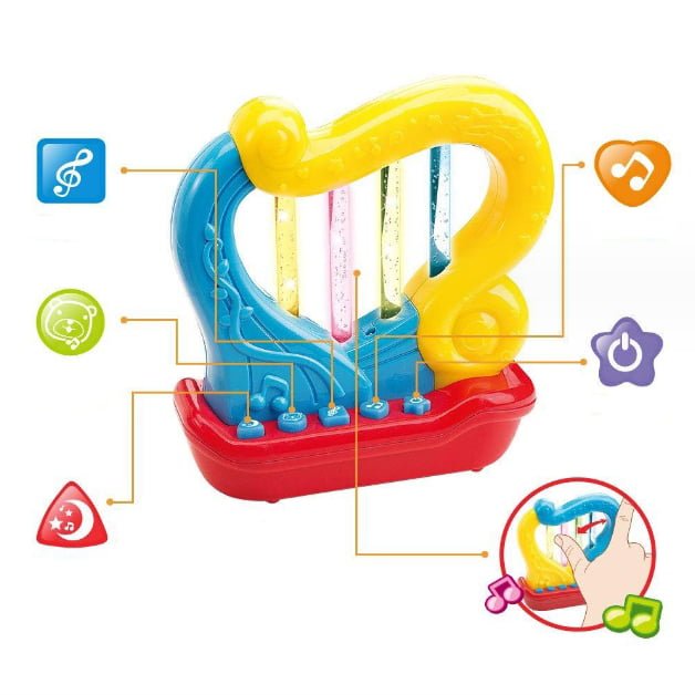 Set jucarii bebelusi, trompeta, harpa si toba cu lumini si sunete - BUZ.RO