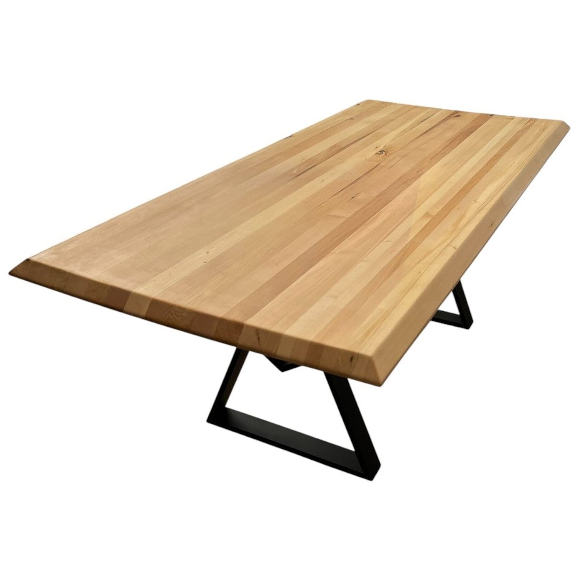 Set masa cu scaune bucatarie, dining,living, sufragerie, blat din lemn masiv cu picioare metalice moderne,scaune gri, 6 persoane, set Bianca - BUZ.RO