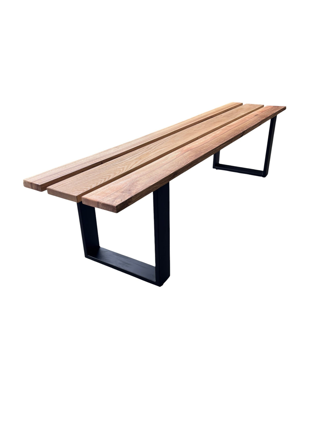 Set Mobilier lemn masa si 2 banci pentru interior sau exterior, living, cabana, terasa/gradina, Masa cu Banca Lemn Masiv rustic 1.8m x 68cm , Gradina cu Banca 1.8m x 39 cm si Picioare din metal moderne - BUZ.RO