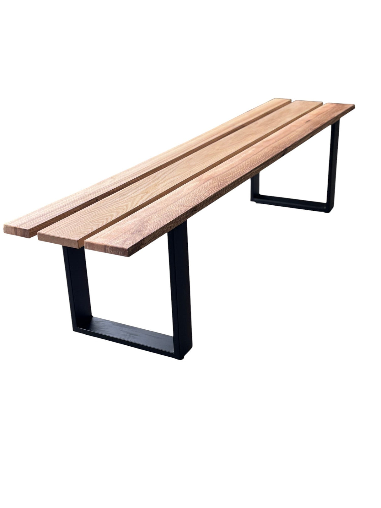 Set Mobilier lemn masa si 2 banci pentru interior sau exterior, living, cabana, terasa/gradina, Masa cu Banca Lemn Masiv rustic 1.8m x 68cm , Gradina cu Banca 1.8m x 39 cm si Picioare din metal moderne - BUZ.RO