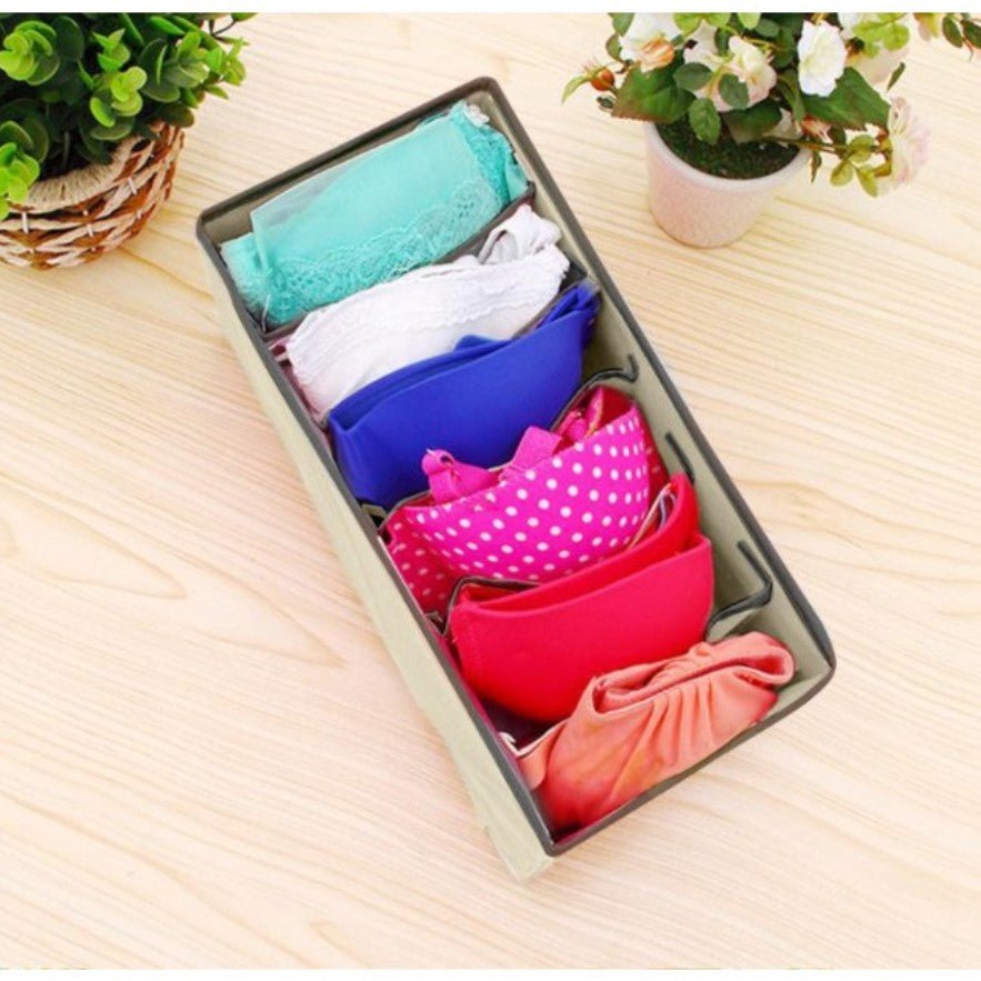 Set organizatoare si cutie depozitare pentru lenjerie, sosete, 4 piese , 38 compartimente PP, crem - BUZ.RO