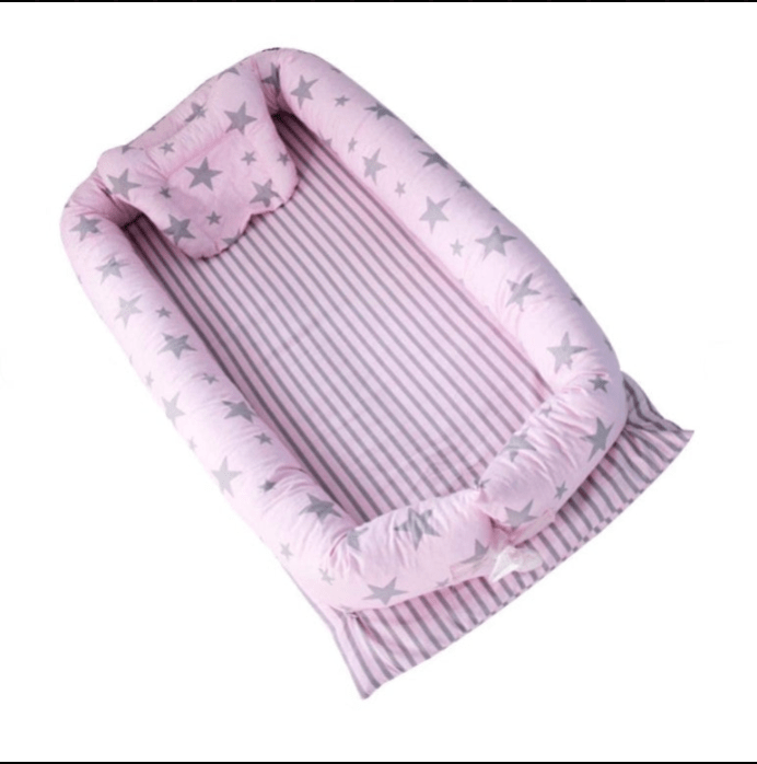 Set patut portabil, bebe baby nest cu lenjerie, perna, bumper protectie anti - alunecare, verde cu iepuri gri - BUZ.RO