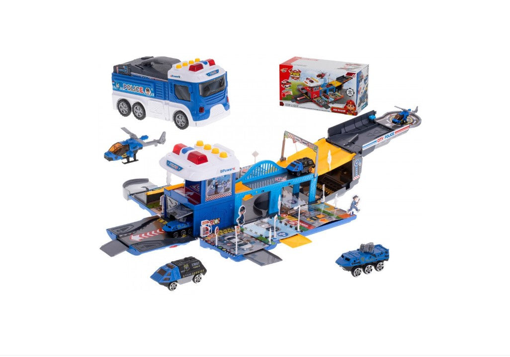 Set pista masinute , lumini , sunete , multiple accesorii , 3+ albastru