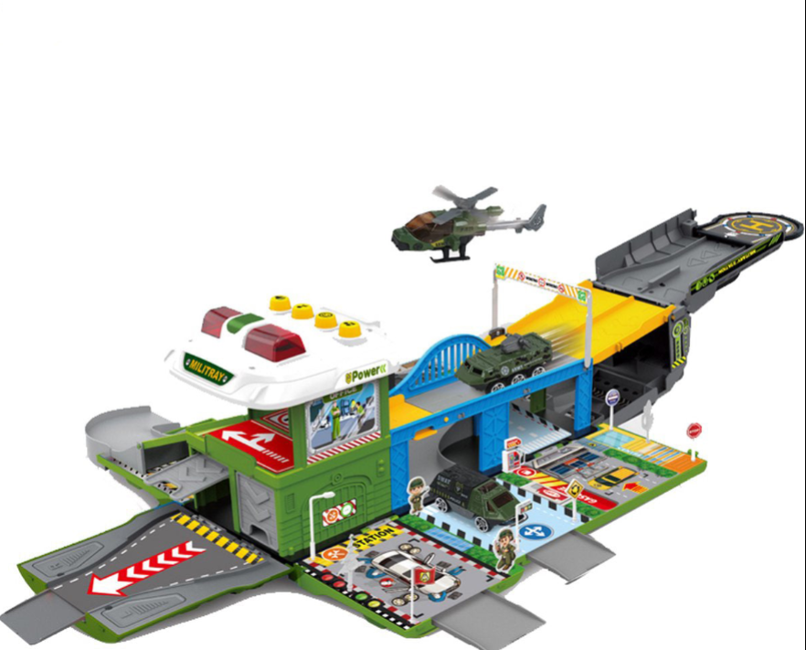 Set pista masinute , lumini , sunete , multiple accesorii , 3+ albastru - BUZ.RO