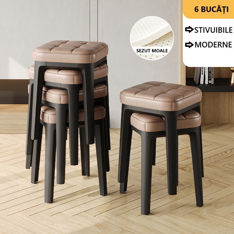 Set scaune, Scaun bucatarie taburet 4/6 bucati, stivuibile, living, dinning, hol - BUZ.RO