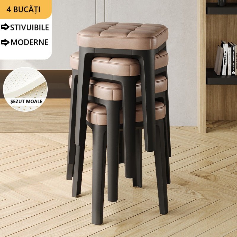 Set scaune, Scaun bucatarie taburet 4/6 bucati, stivuibile, living, dinning, hol - BUZ.RO