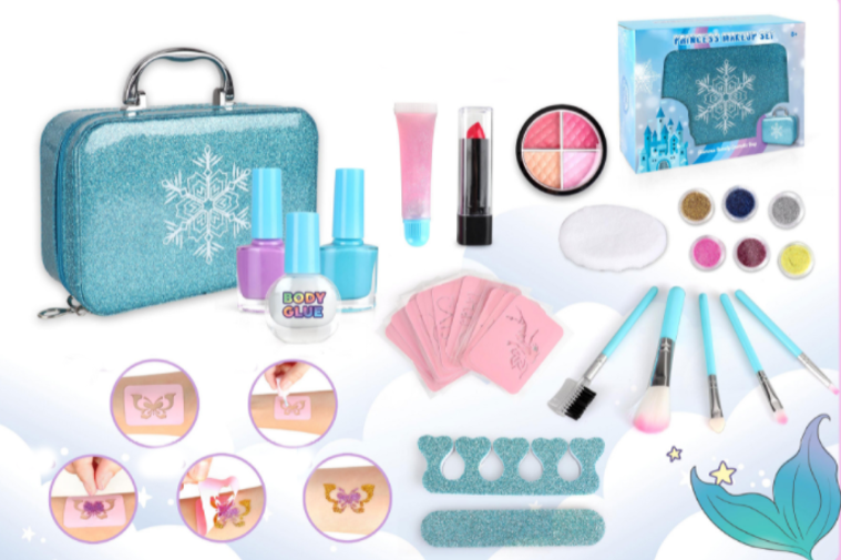 Set trusa de make up , fetite , multiple accesorii ,  22 piese