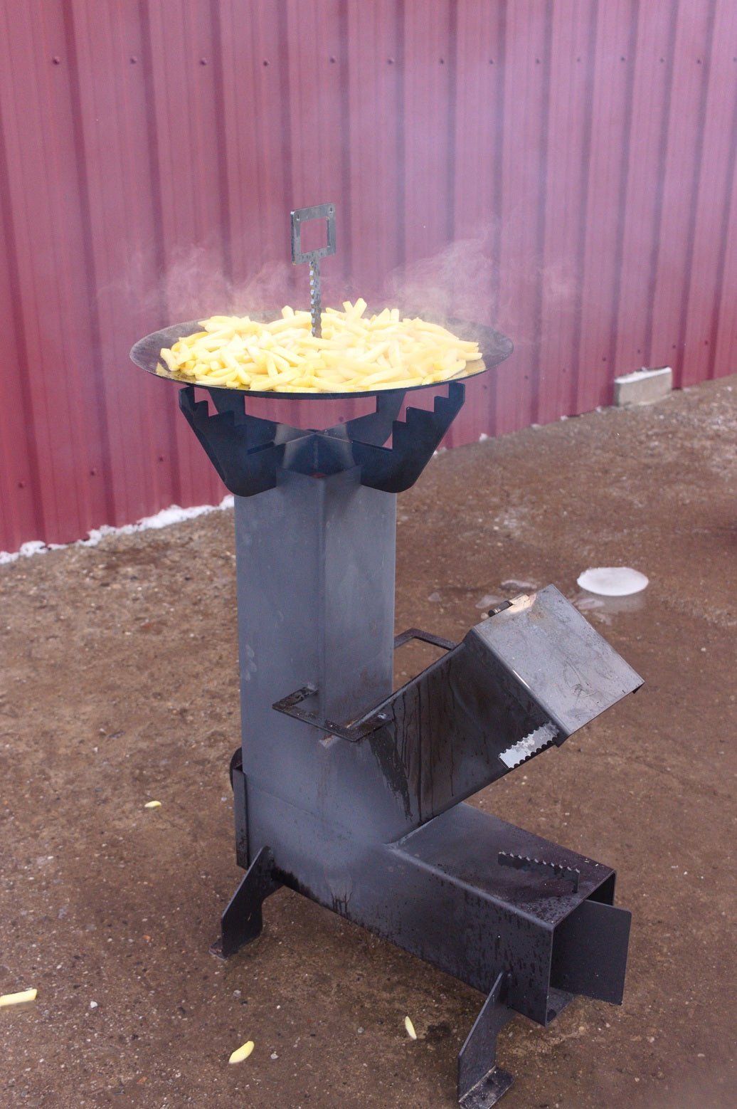 Soba de gatit cu manere, pe lemne, cu plita, otel, portabila, pentru disc si ceaun, 65x35x80 cm - BUZ.RO