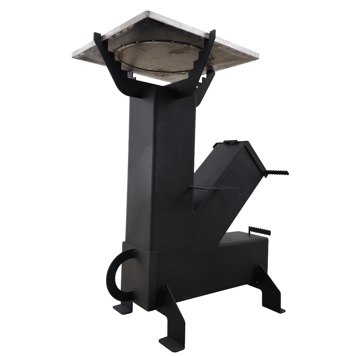 Soba de gatit cu manere, pe lemne, cu plita, otel, portabila, pentru disc si ceaun, 65x35x80 cm - BUZ.RO