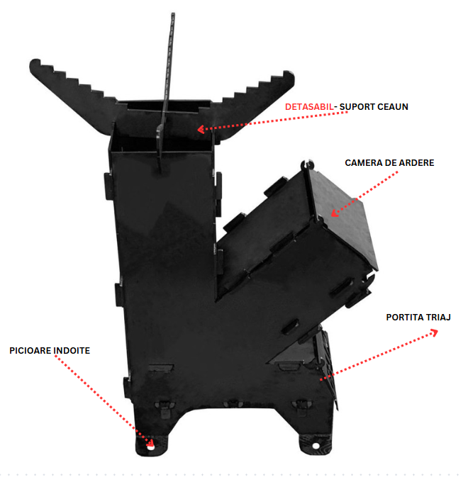 Soba de gatit pe lemne cu manere, soba cu plita, otel carbon, portabila, pentru disc si ceaun, 65.5x35x33cm VOPSITA