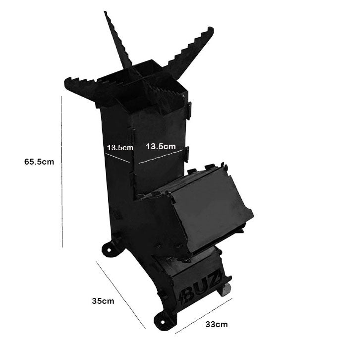 Soba de gatit pe lemne cu manere, soba cu plita, otel carbon, portabila, pentru disc si ceaun, 65.5x35x33cm VOPSITA