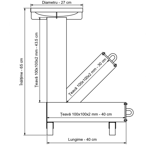 Sobă de gătit pe lemne, din oțel carbon, portabilă – 65×40×43 cm - BUZ.RO