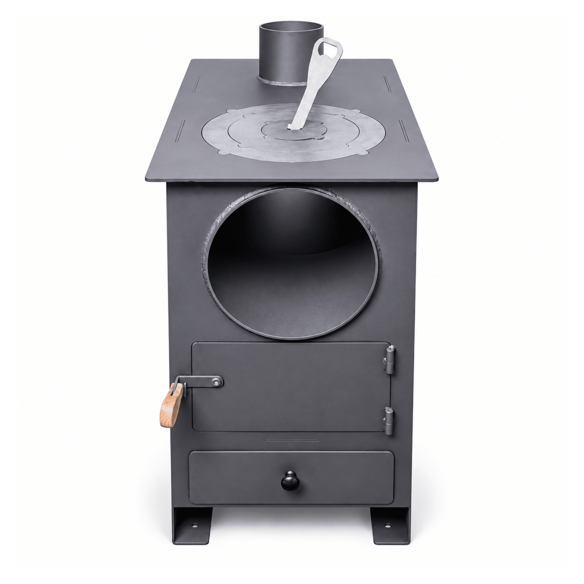 Soba metalica pe lemne cu plita si inele detasabile, cenusar si tub de convectie naturala - BUZ.RO