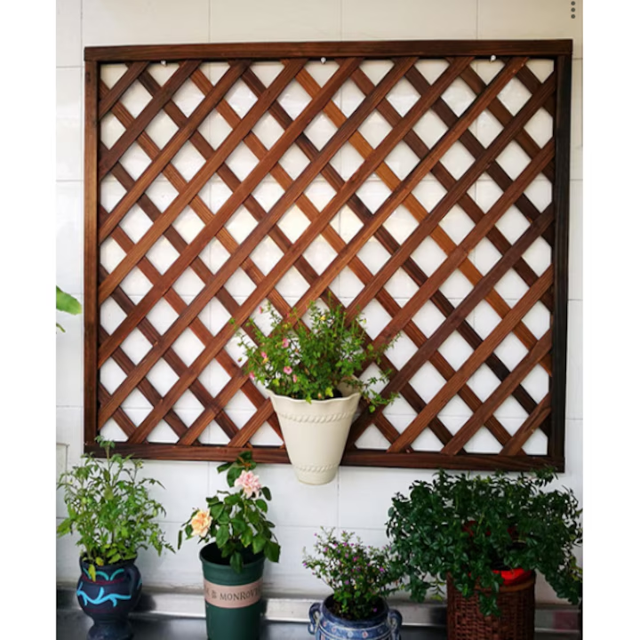 Spalier pentru ghivece din lemn, pentru gradina sau terasa, 90×150 cm, maro