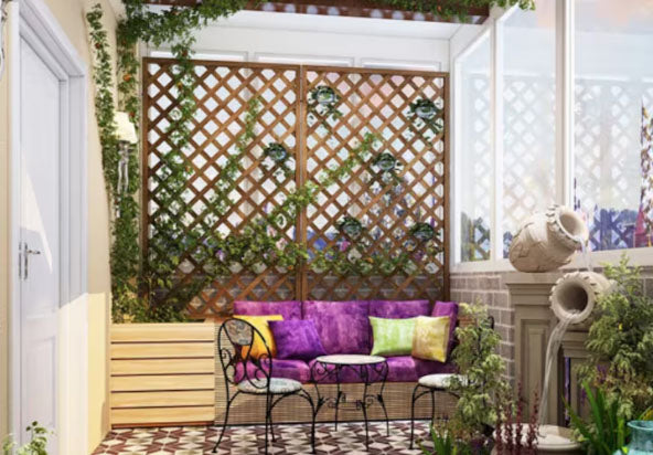 Spalier pentru ghivece din lemn, pentru gradina sau terasa, 90×150 cm, maro