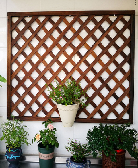 Spalier pentru ghivece din lemn, pentru gradina sau terasa, 90Ax150 cm/60x150 cm, maro