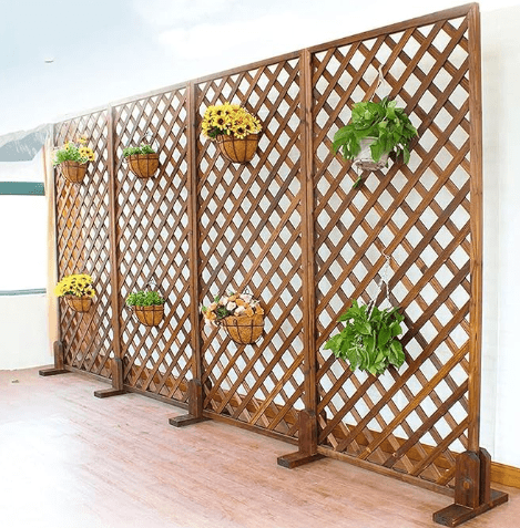 Spalier pentru ghivece din lemn, pentru gradina sau terasa, 90Ax150 cm/60x150 cm, maro - BUZ.RO