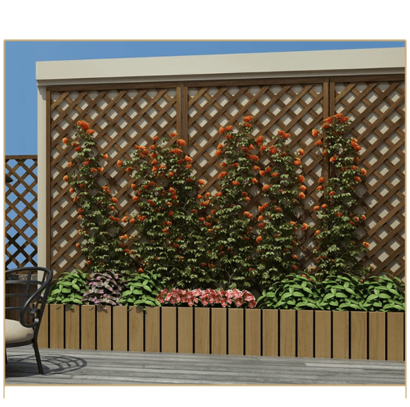 Spalier pentru ghivece din lemn, pentru gradina sau terasa, 90Ax150 cm/60x150 cm, maro - BUZ.RO