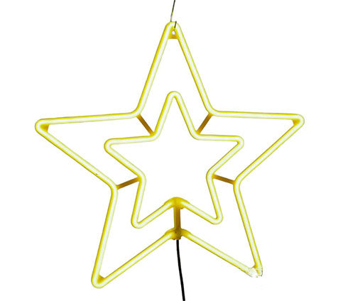 Decoratiune stea luminoasa de Craciun, cu LED alb cald (galbena) - 5656 cm, pentru usi si geamuri, interior si exterior, rezistenta la apa, IP65