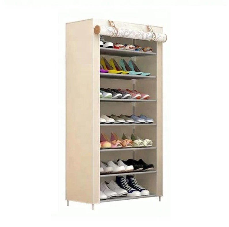 Suport incaltaminte/dulap pantofi, pliabil, 20 de perechi, 7 rafturi, invelis textil, cadru otel, 126 x 60 x 30 , model cerb - BUZ.RO