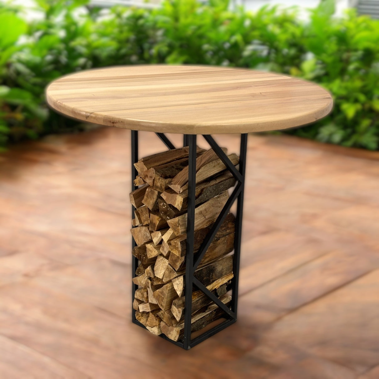 Suport lemne, metalic, 90x30 cm, negru