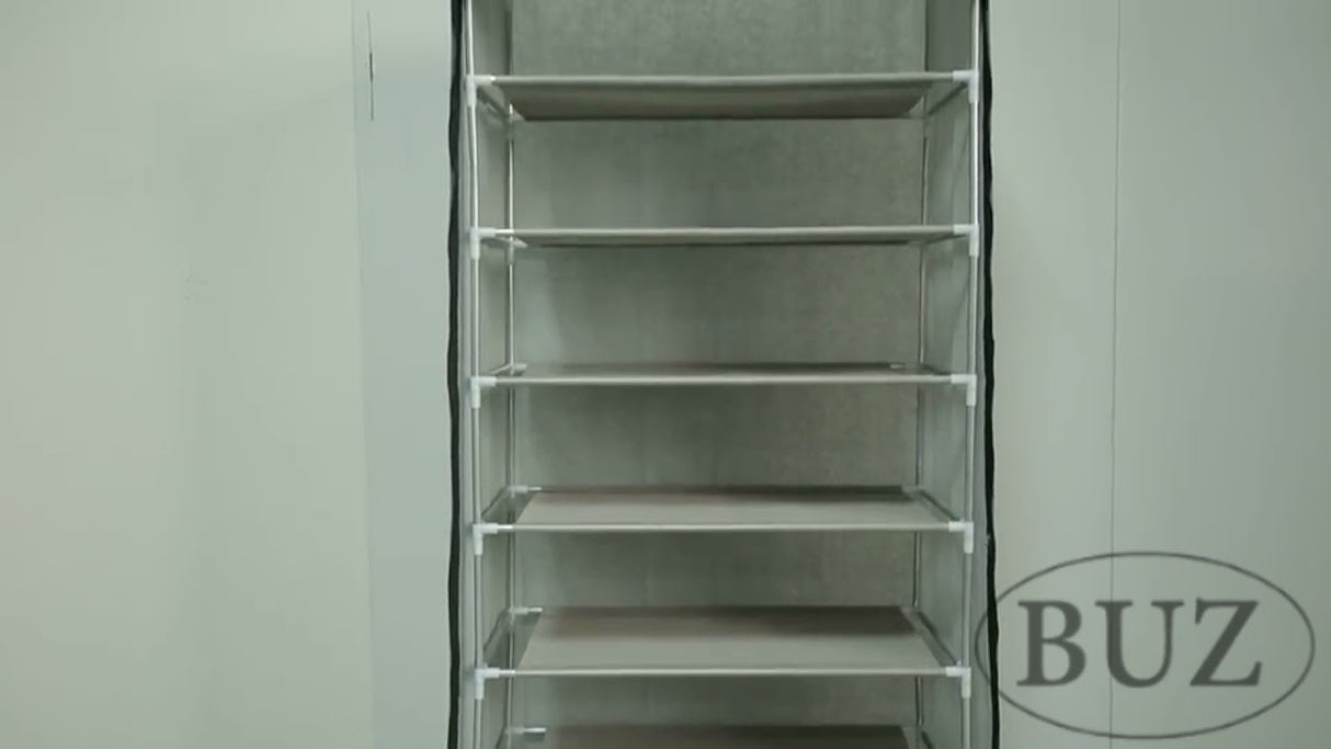 Suport pantofi 20 perechi 7 rafturi, cadru otel, invelis textil, 128x61.5x31.5, cerb