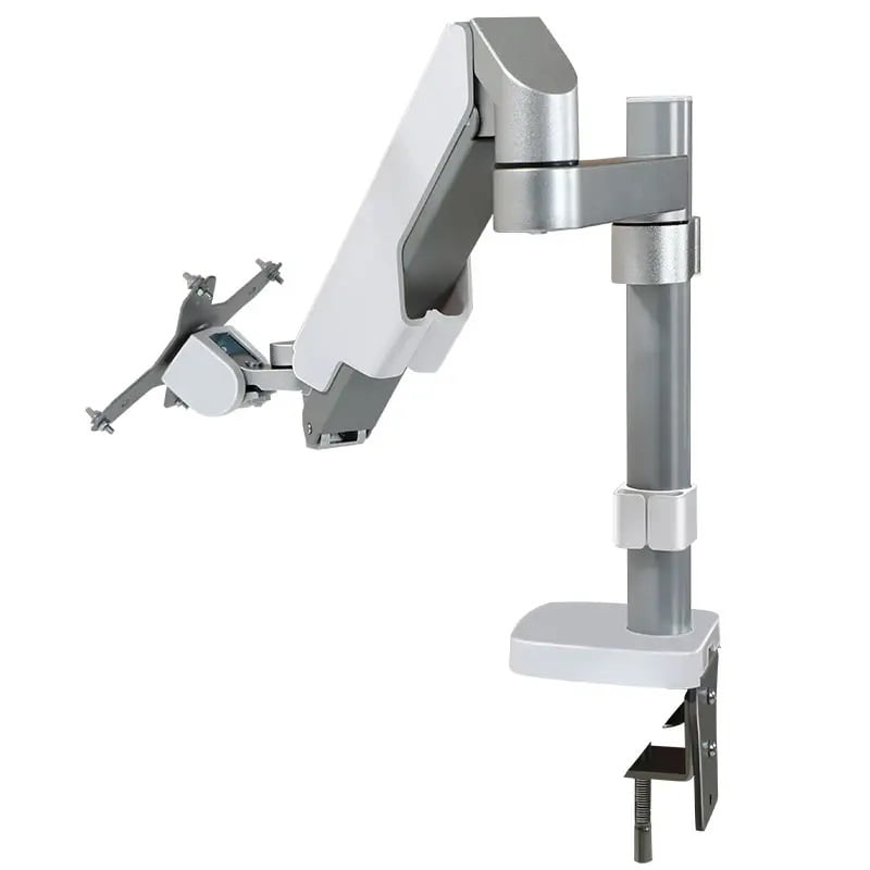 Suport monitor, suport tv, birou, reglabil, tripla articulatie, 360°, din aluminiu si otel 17-32 inch, alb