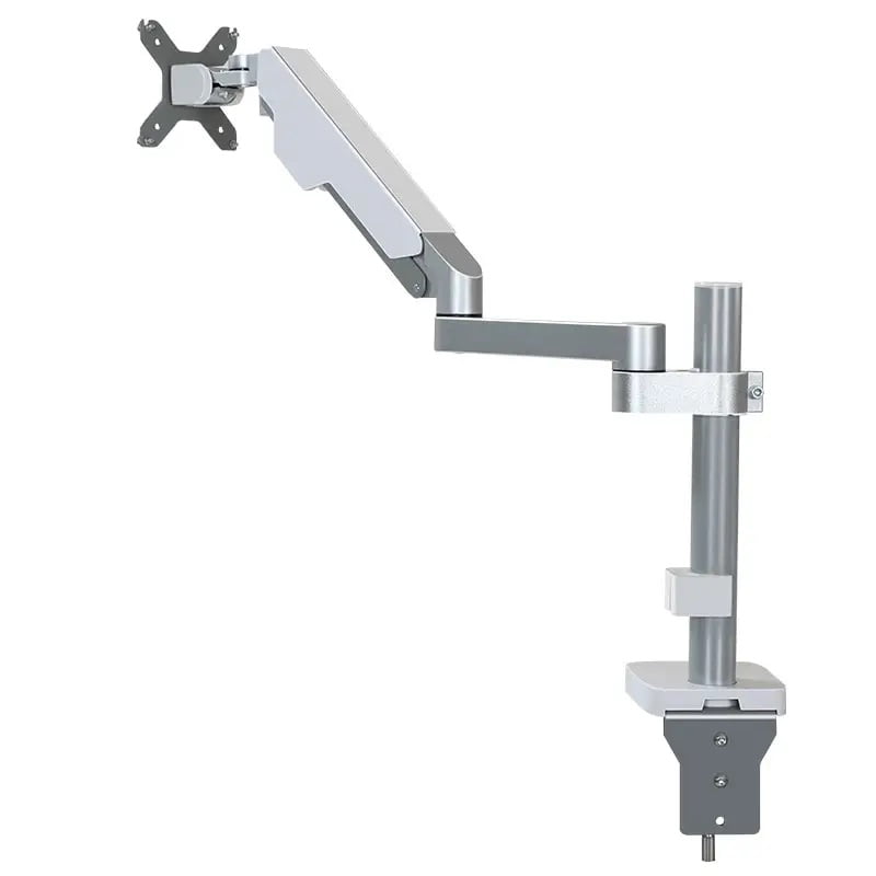 Suport monitor, suport tv, birou, reglabil, tripla articulatie, 360°, din aluminiu si otel 17-32 inch, alb