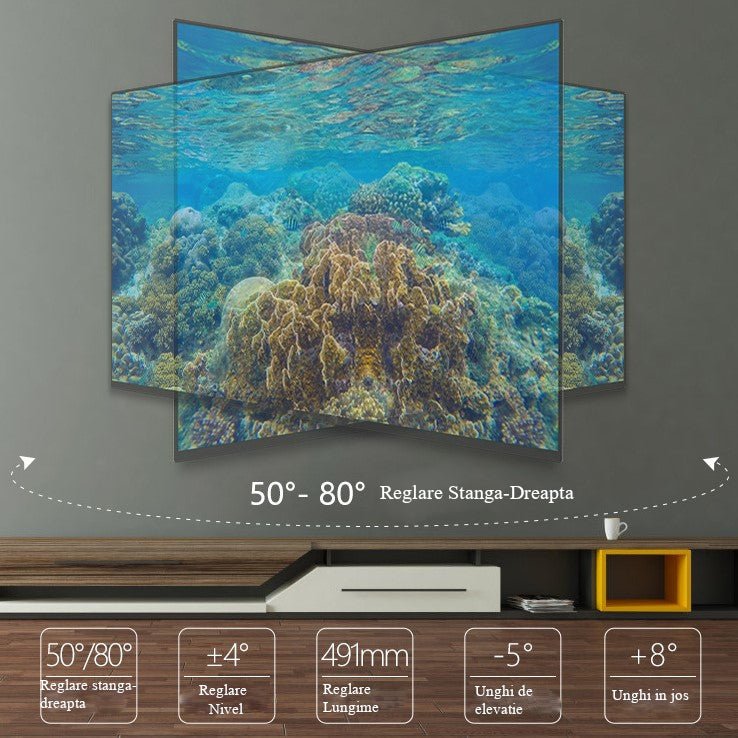 Suport TV de perete, universal, cu rotire, inclinare, pentru televizor LED sau LCD, 32 - 70 inch - BUZ.RO