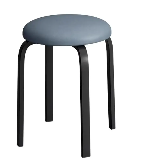 Taburet bucatarie, sufragerie, piele ecologica, albastru, 46x30x30