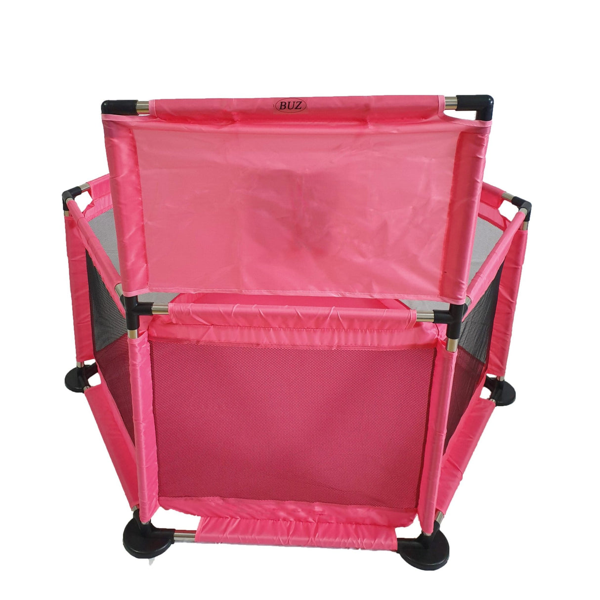 Tarc pentru copii hexagonal, pentru interior/exterior, cu cos de baschet, 30 bile incluse, roz, 125x112x65 cm, buz - BUZ.RO