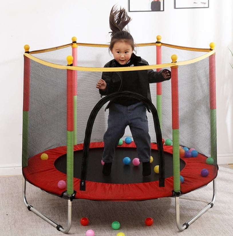 Trambulina copii, plasa de protectie textila, cadru metal, protectii spuma, protectii plastic ,interior , exterior ,greutate 200 kg