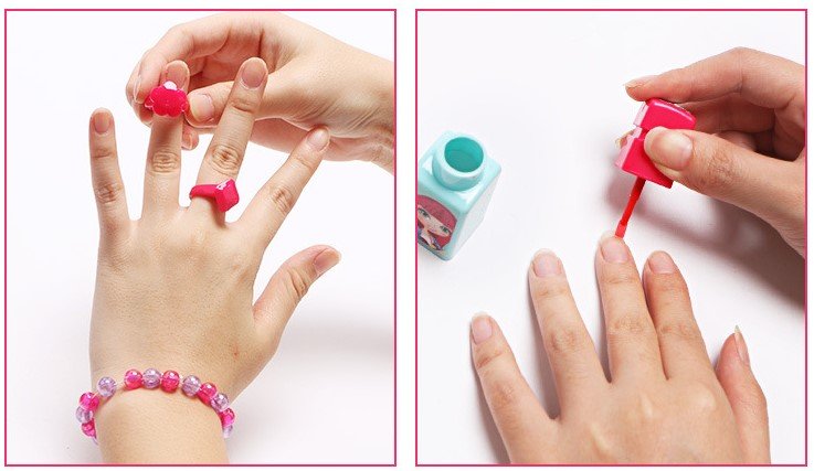 Trusa machiaj fetite , trusa frumusete cu oglinda, accesorii bijuterii si uscator, 21 piese - BUZ.RO