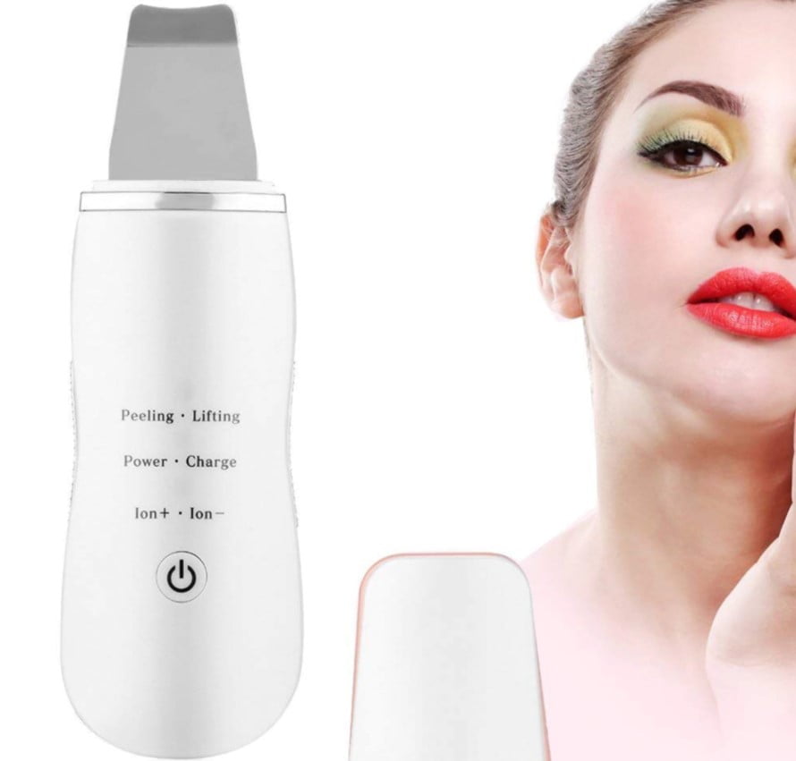 Aparat curatare faciala, ultrasonic, lifting ten, indepartare puncte negre, hidratare, skin scrubber, peeling, alb