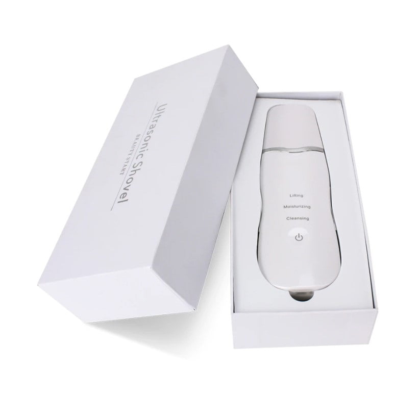 Aparat curatare faciala, ultrasonic, lifting ten, indepartare puncte negre, hidratare, skin scrubber, peeling, alb