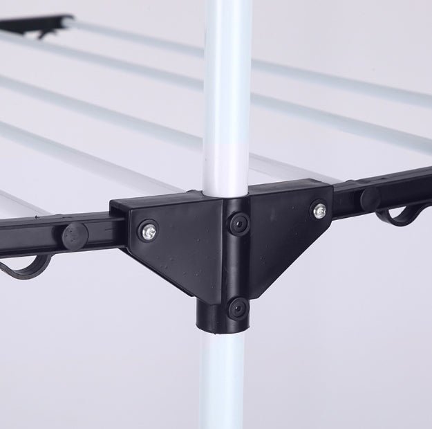 Uscator de rufe metalic, pliabil, cu suport de umerase pentru haine, raft pentru incaltaminte, 3 etaje, 170x 64 cm - BUZ.RO